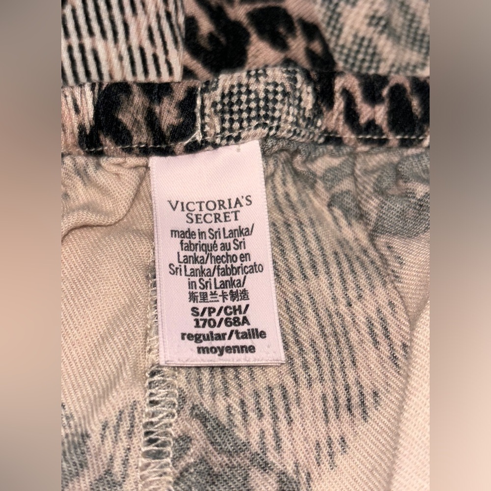 Victoria's Secret Women S Black Pink Plaid Animal Flannel 2pcs Pajama Lounge - Picture 11 of 14